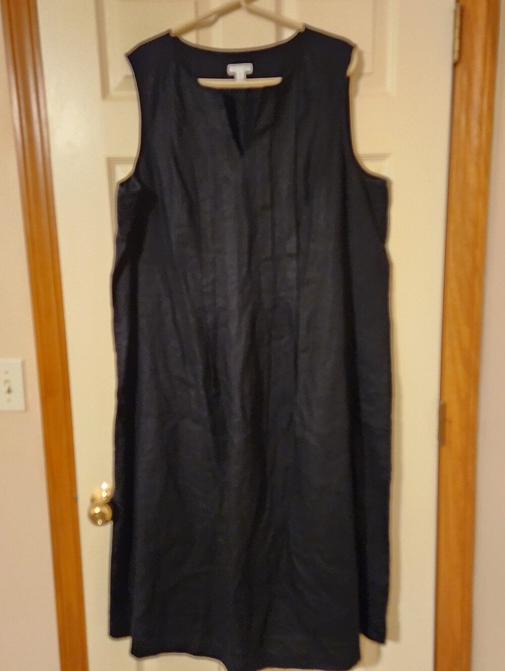 J Jill Black Linen Shift Dress Pleated Pockets Sleeveless 2X Minimalist Casual